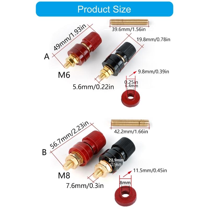 Высокотоковые латунные автомобильные клеммы Медные кабельные наконечники Шпилечные клеммы Пара для шпилек 6 мм 8 мм Мотоциклетные аккумуляторные установки