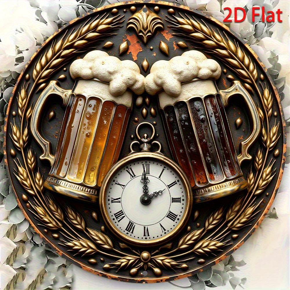 D Flat  пк D FlatПечатный Металлический Железный Знак Круглый Дюйм Пивной Часы Настенное Украшение Не Светящийся Подходит для Хэллоуина