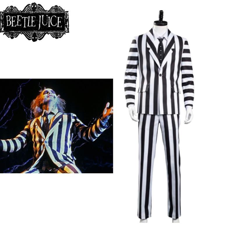 Майкл Китон Полосатый костюм для Хэллоуина Косплей волшебника Идеально подходит для сценической постановки