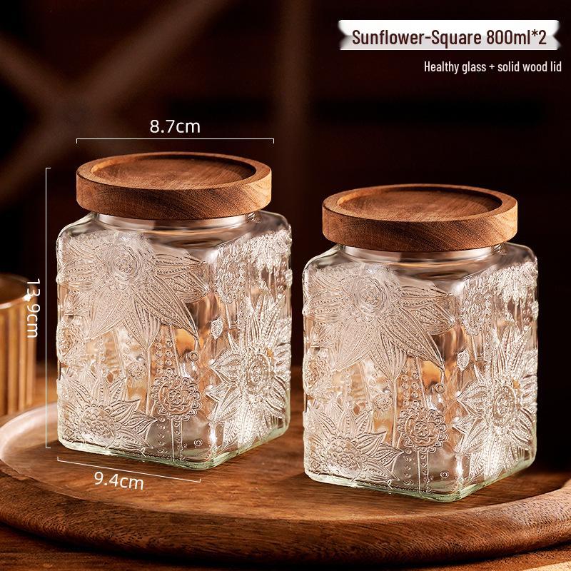 Стеклянная герметичная банка для хранения закусок, сухофруктов, чая, сахара и зерновых