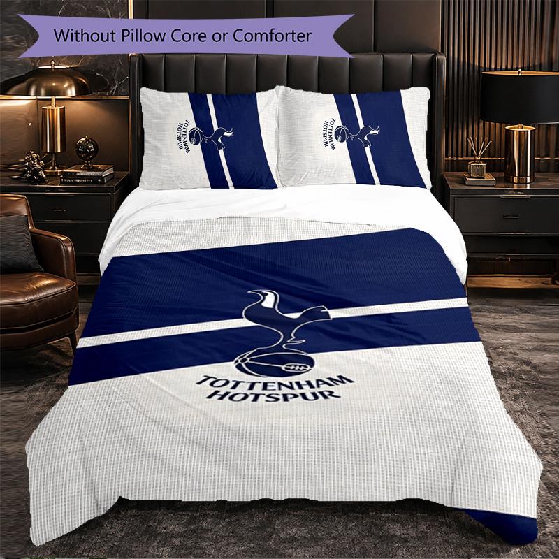 Tottenham Hotspur 3 Piece Bedding Set Soft Duvet Cover Set with Pillowcases Printed Bedroom Decor Set for Home