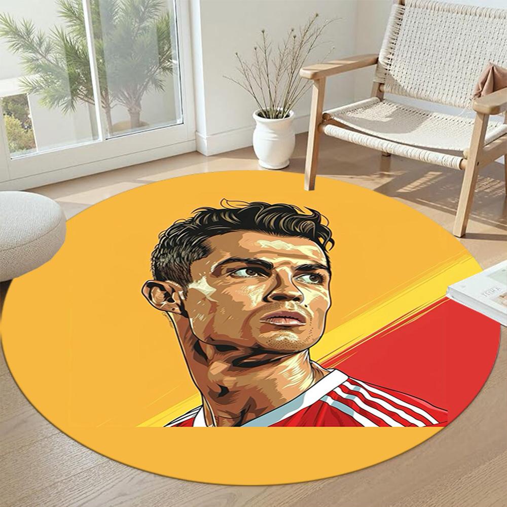 Cristiano Ronaldo Round Carpet Suitable for Kitchen Dining Room Game Room Balcony Anti-slip Round Rug Office home decor