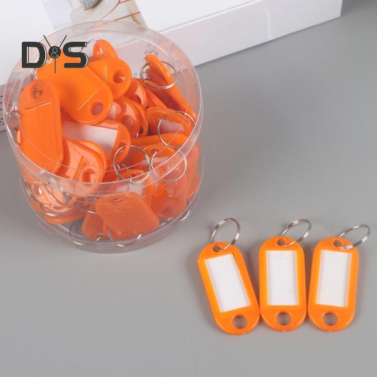 50 шт. Пластиковые брелки для ключей, идентификационные бирки с раздельным кольцом для ключей, бумажная вставка, брелки для ключей, писчая бумага, органайзер для ключей