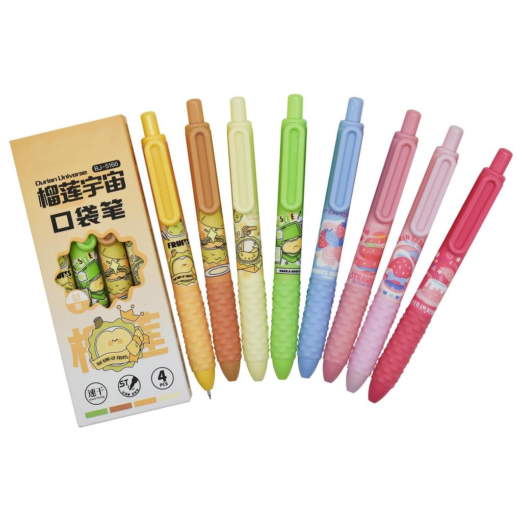Maydahui Stylish Fruit Ballpoint Set of Black Durian Strawberry Cute Birthday Gift Pens, 12, 0.5mm, Ink, & Designs, Stationery, Mother's Day,