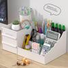 Student Makeup and Skincare Organizer: Drawer-Type Dormitory Plastic Storage Box for Cosmetics and Desktop.