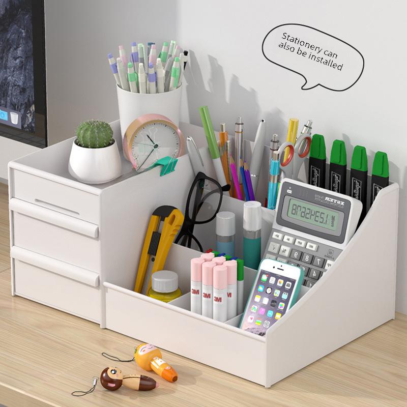 Student Makeup and Skincare Organizer: Drawer-Type Dormitory Plastic Storage Box for Cosmetics and Desktop.