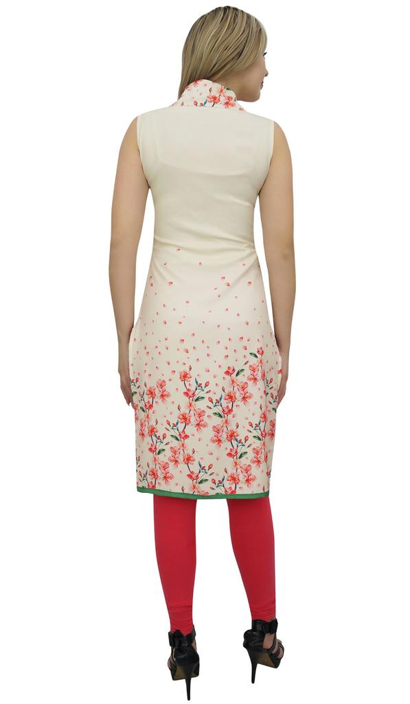 Bimba Women's Sleeveless Black Floral Printed Tunic Designer Kurta Kurti-10