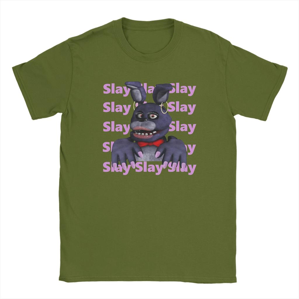 Мем Fnaf slay на месячных Мужские футболки FNAF At Freddys Футболка с коротким рукавом Круглый вырез Футболка Чистый хлопок Летняя одежда