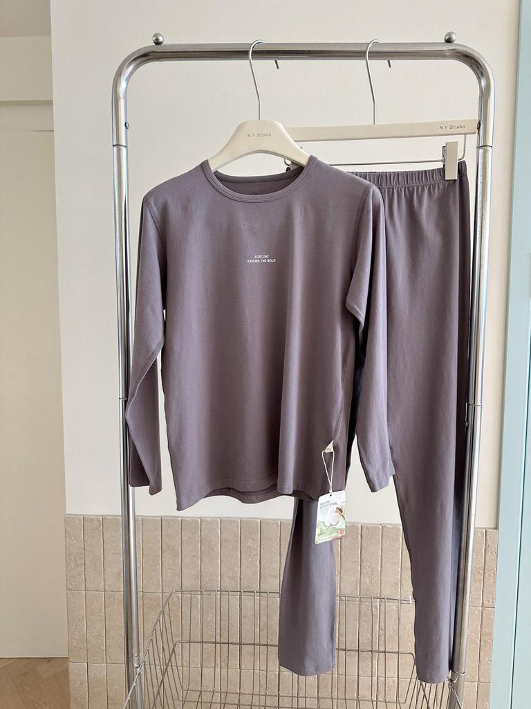 Осенняя пижама для подростка и ребенка постарше - Однотонная, Унисекс, Мягкая лайкра, Хлопок из Синьцзяна, Удобная и приятная для кожи