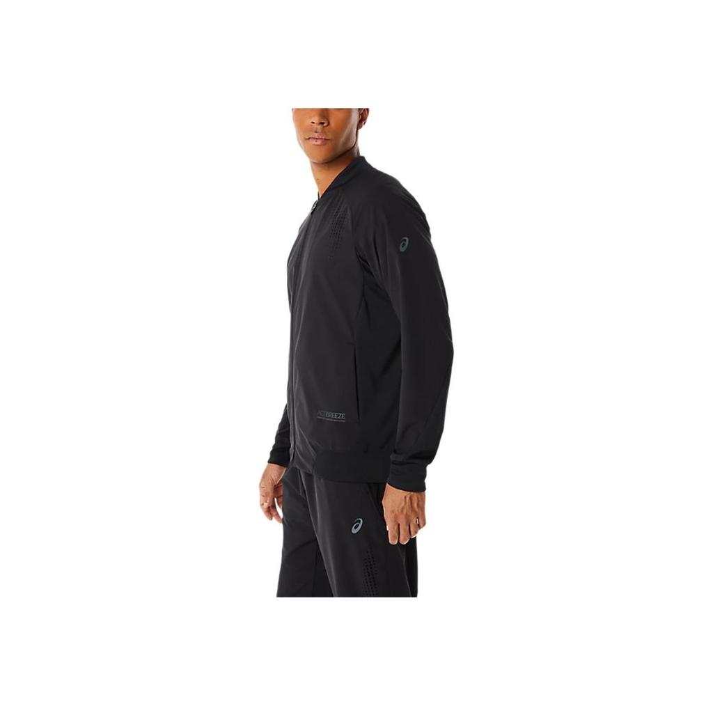 Asics Solid Color V-Neck Zip Long Sleeve Jacket Men Jackets Black 2031D757-001