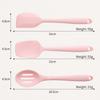 Lovely Pink Silicone Kitchenware Set Spatula Oil Brush Pasta Server Slotted Spoon Set Heat-Resistant Non-Stick Utensils Set For Baking Cooking