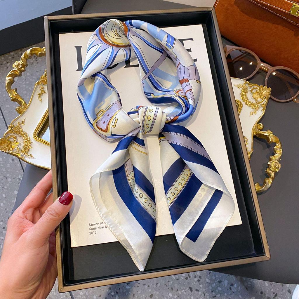 70cm Korean-Style Silk Square Scarf: Fashionable, Versatile Neck Protection and Decorative Accessory
