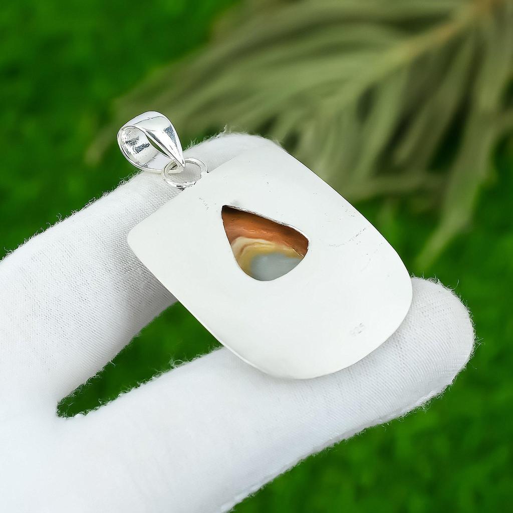 Натуральный Малигано Яшма Драгоценный камень Подвеска 925 Стерлинговое серебро Ювелирные изделия Для Девочек