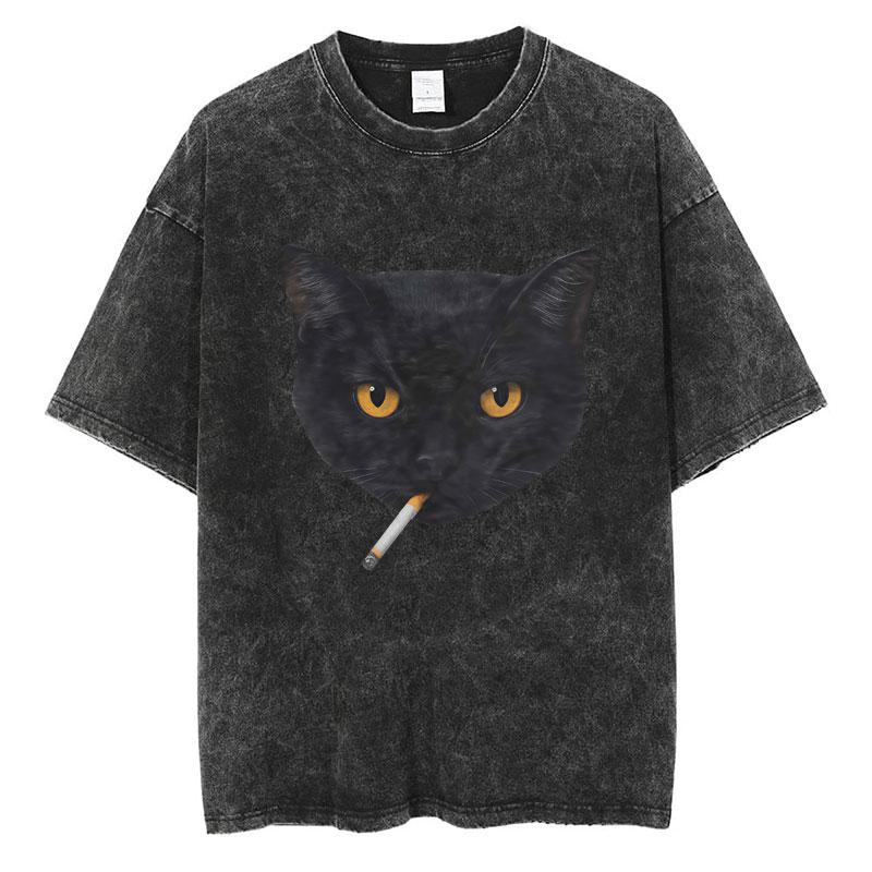 Wash I Survived Todays Tummy Ache Funny Cat Meme T Shirt Men Women Personality Fashion Tshirt Cotton Casual Oversized T Shirts
