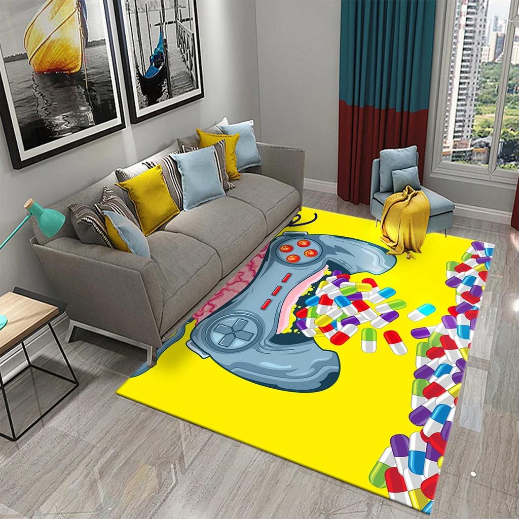 Игровой контроллер в стиле аниме, детский игровой ковер, детский игровой напольный коврик, декоративный ковер с 3D рисунком для гостиной