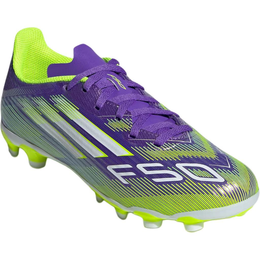Adidas F50 League MG Универсальные Удобные Стильные Низкие Детские Футбольные Бутсы Детские Футбольные Бутсы Фиолетовые Белые Ярко-Лимонно-Желтые JH7752