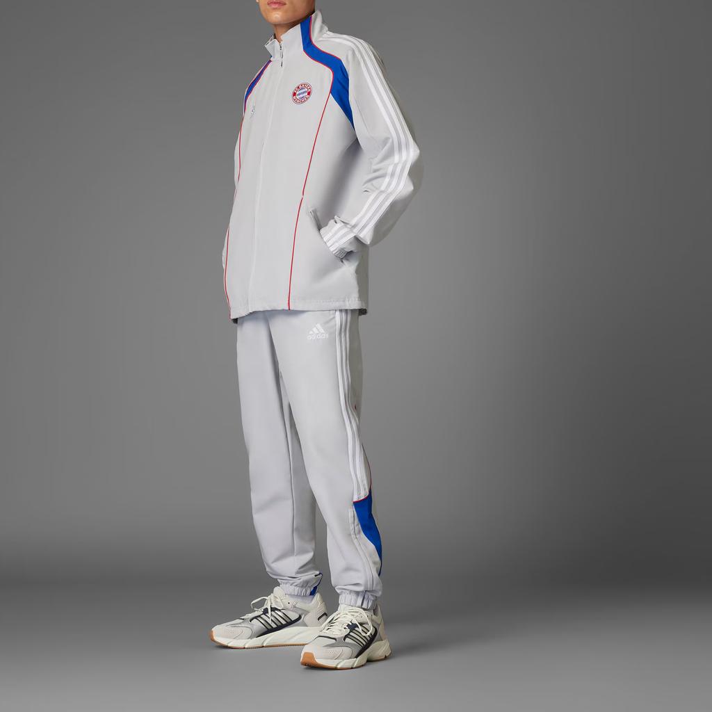 Adidas FC Bayern Track Casual Sports Zip Long Sleeve Jacket Men Jackets Silver Gray JF0592