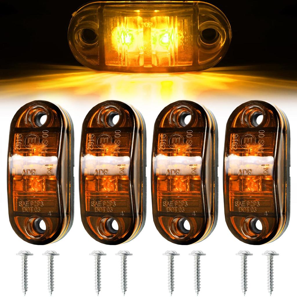 Янтарный светодиодный боковой габаритный фонарь, водонепроницаемый внешний индикатор грузовика, 4 шт., для лодочных прицепов, кемперов, габаритных фонарей, аксессуары