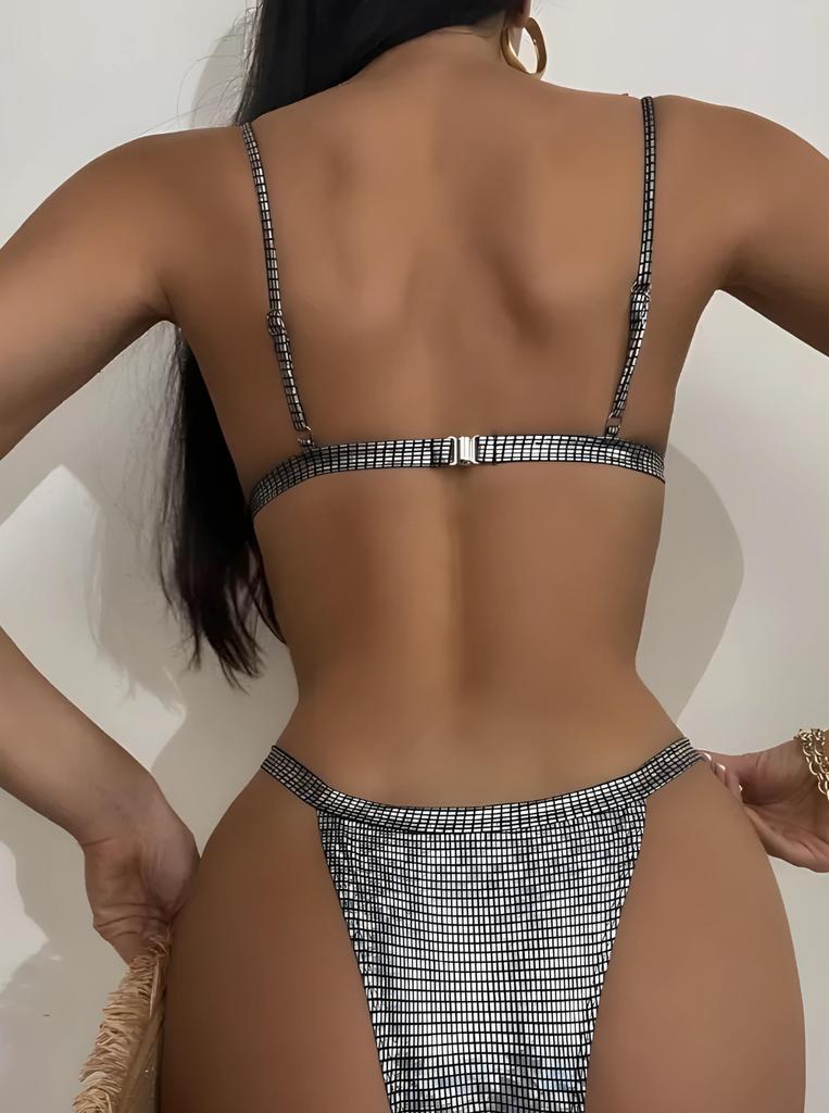 Women's two-piece swimsuit, shiny bikini, plus size xxl. Women's two-piece swimsuit, shiny bikini, plus size xxl.