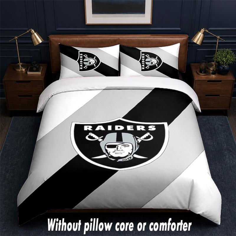 Las Vegas Raiders Design Bed Bedding Set 1 Duvet Cover + 2 Pillowcases Soft Breathable Household Bed Linens