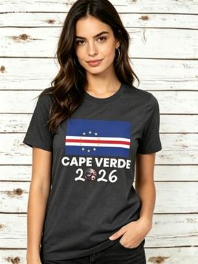 Cape Verde Flag 2026 Football Graphic Crew Neck T Shirt Casual Patriotic Tee For Unisex Daily Streetwear Tee