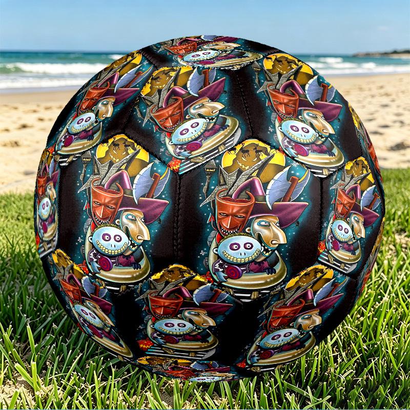 The Nightmare Before Christmas Print Size 5 Soccer Ball, PU Wear Resistant Football for Match Training and Daily Practice, Birthday Gift for Soccer Fa