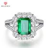 Регулируемые кольца с зеленым цирконом квадратной формы для женщин, роскошное свадебное обручальное кольцо с зеленым драгоценным камнем