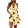 Ladies Casual Fashion V-Neck Sleeveless  Print Dress