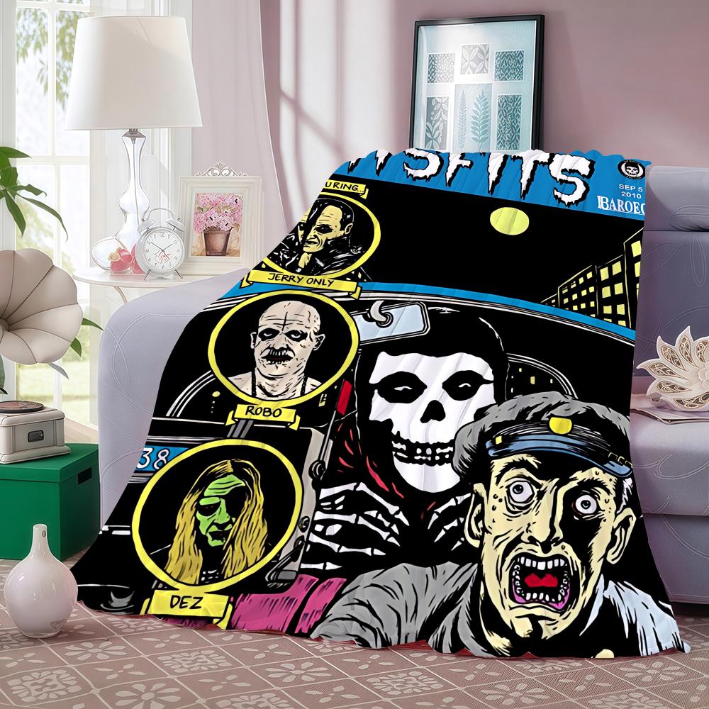 Band M-Misfits Throw Lightweight 240g Flannel Blanket Soft Skin-friendly for Summer Cooling