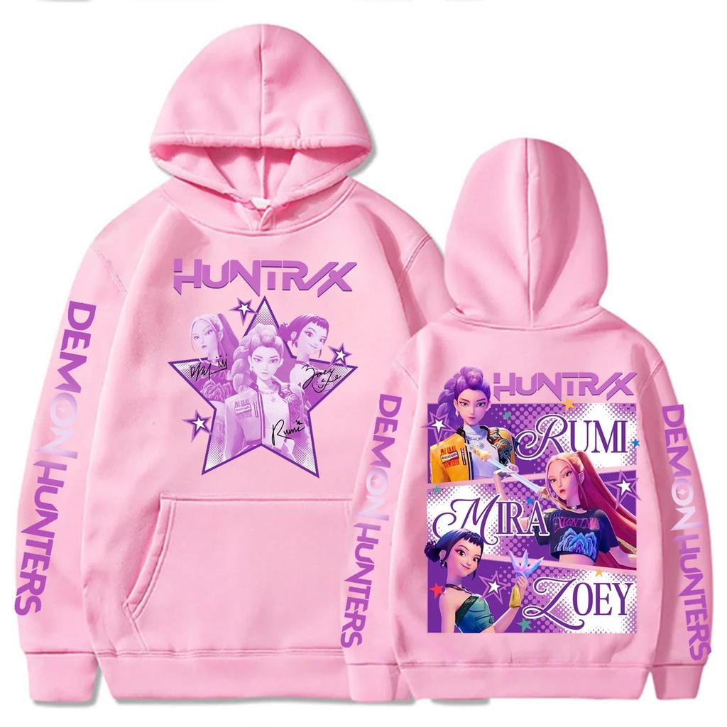Kpop Охотники на демонов Фанмерч Мира Руми Зои Хантрикс Худи Харадзюку Пуловер Топы Мужская Женская Толстовка Подарок для фанатов