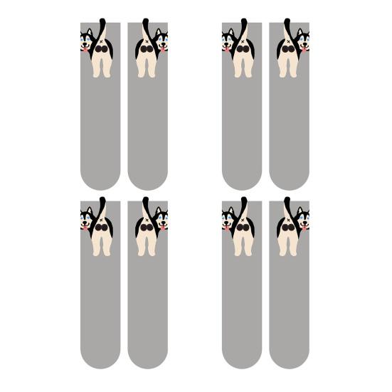 Женские милые носки с собачками с 3D пушистыми помпонами, смешные новинки с принтом животных, хлопковые носки средней длины для женщин, девушек, любителей собак