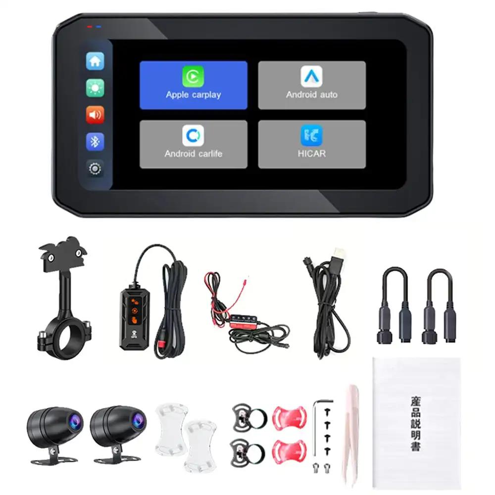 6.25" Motorcycle CarPlay Motorcycle Navigation Screen Dual Bluetooth Wireless CarPlay Android Auto IP65 Waterproof 1200nit