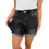 High Waist Elastic Waist Mid Length Shorts-Casual High Waisted Denim Shorts,Stretch Jean Shorts With Adorable Double Pockets