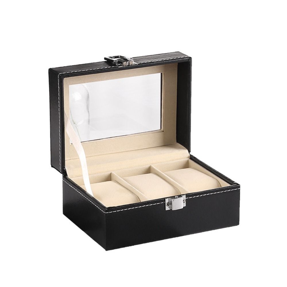 PU Leather Watch Box Black Watch Storage Box Luxury Watch Display Box