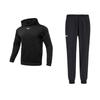 Solid Color Logo Long Sleeve Hoodie And Knit Cuffed Pants Casual Sports Set Men Sets Black 21600705-001+-23600307-001