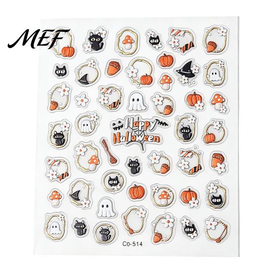 Halloween Nail Art Decals Stickers, Black Cat Ghost Pumpkin Wreath Adhesive Stickers for Manicure Decoration, DIY Supplies Holiday Party
