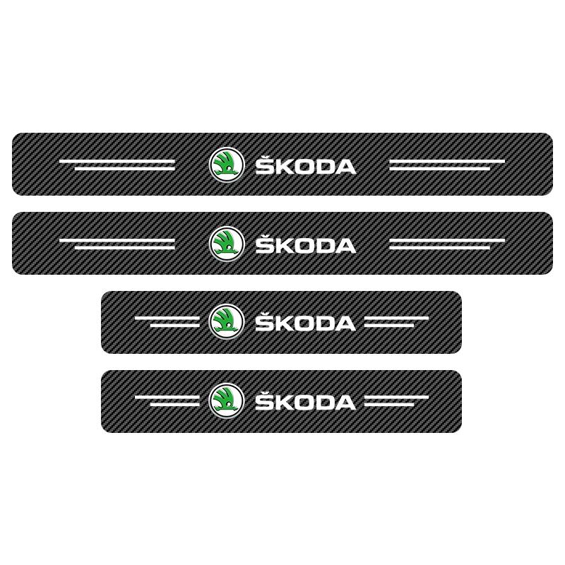 VMAD6 4PCS Carbon Fiber Car Sticker Auto Door Threshold Waterproof Stickers For Skoda Octavia MK2 MK3 2 3 A7 Fabia Karoq Kodiaq Rapid