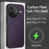 Магнитный чехол из углеволокна для Xiaomi Poco F7 X7 Pro Ультратонкий Жесткий Матовый Защитник Камеры Защита от Ударов Бампер из ТПУ