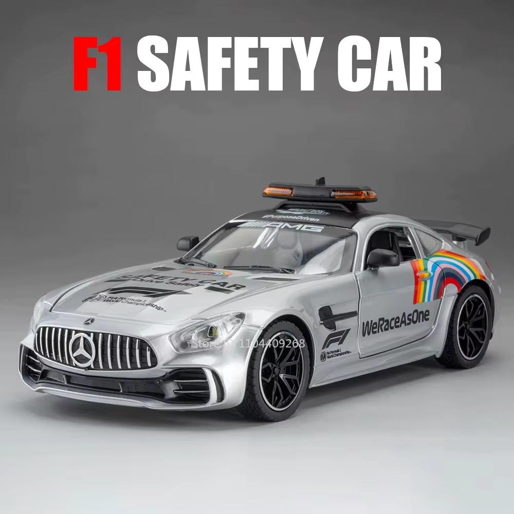 1:24 SLS GTR F1 Safety Sports Car Model Toy Alloy Diecast Sound Light Doors Opened Miniature Vehicle Models Collection Gifts