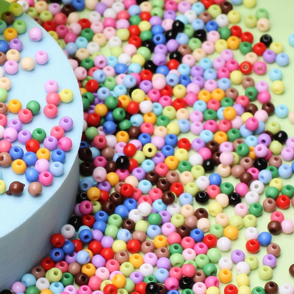 Home Party Supplies Findings DIY Crafts Handmade Material Jewelry Accessories Acrylic Loose Beads 500PCS Soild Color 4mm For Jewelry Making