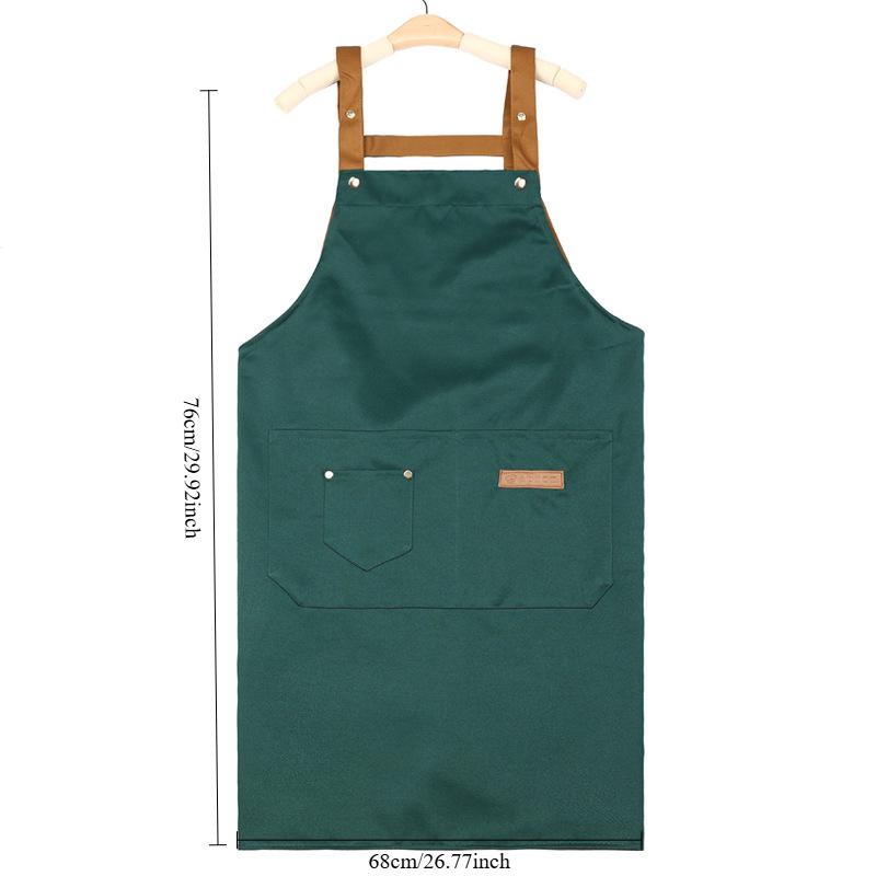 Waterproof and Oil Resistant Solid Color Kitchen Apron Durable with Pockets Suitable for Men and Women Adjustable Work Apron