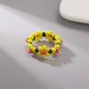 Bohemian Handmade Colorful Crystal Beaded Imitation Pearl Rings Continuous Circle Minimalist Wedding Promise Stacked Finger Ring