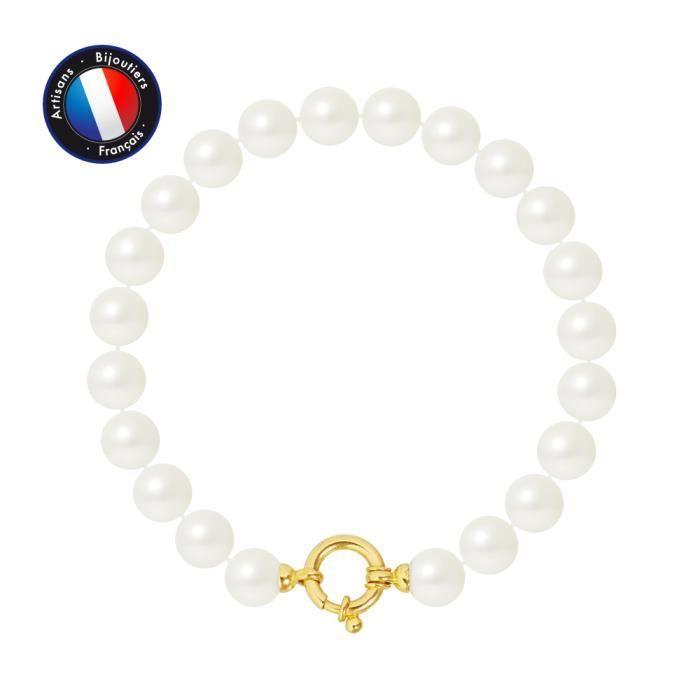 Bracelet - PERLINEA - Freshwater Cultured Pearls 8-9 Mm - Yellow Gold - AAA+ Quality - Prestige Case