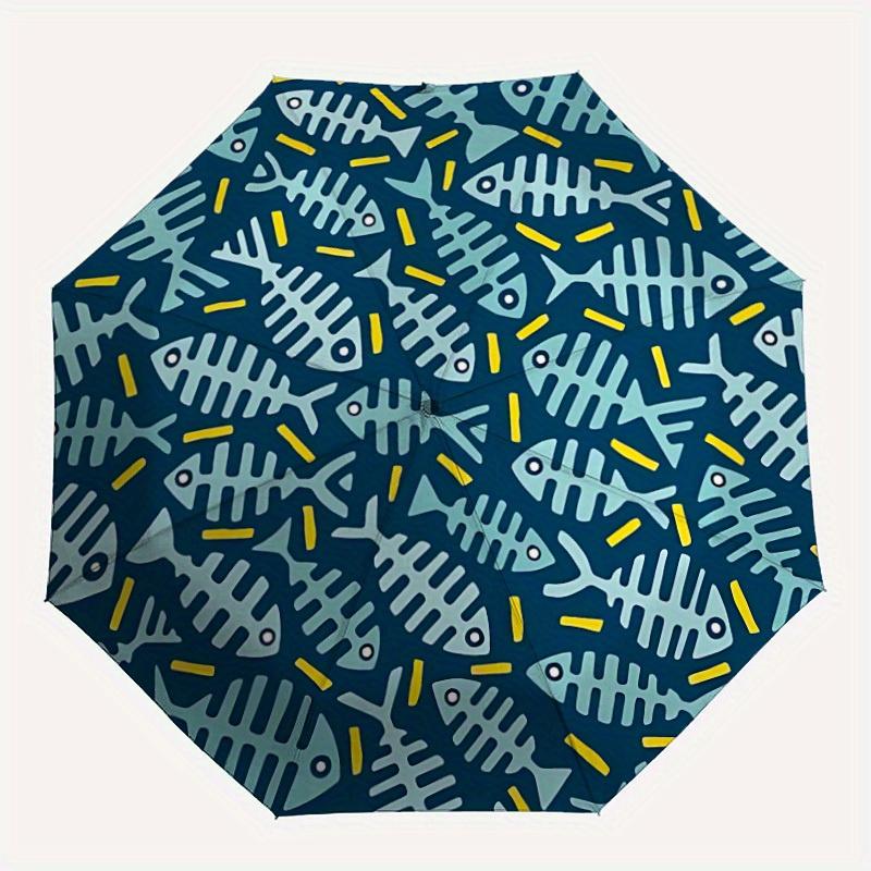 1pc Fishbone-patterned Automatic Umbrella - 8-Rib Foldable Design, Outdoor Adventures, and Family Celebrations yy250829093