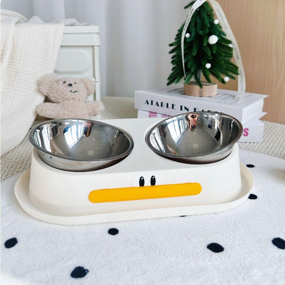 Stainless Steel Elevated Pet Feeder Anti Slip Pet Drinking Bowl with Stand  Neck Protection