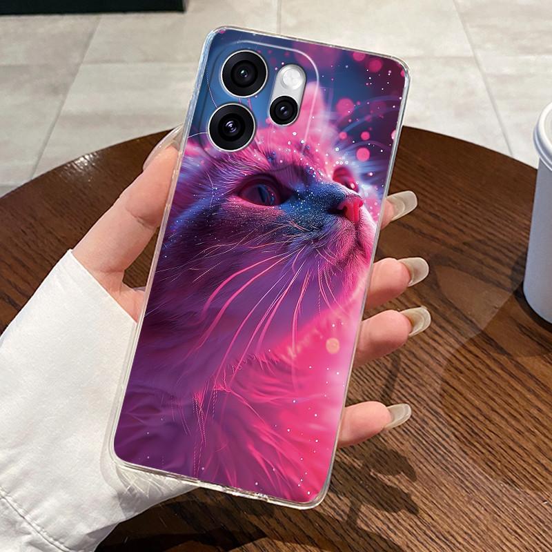 Гелевый чехол для OPPO Reno15 F 5G Capa Reno 15 Pro Max 15PRO Прозрачный Силиконовый Мягкий ТПУ Задняя крышка Милый Кот Кролик Сердце Чехол для телефона
