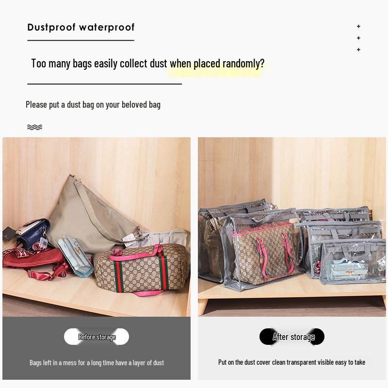 PVC Transparent Dust Cover for Hanging Handbag Storage - Waterproof Leather Bag Protector