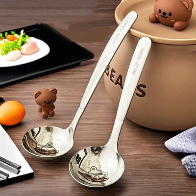 316 Нержавеющая сталь Утолщенная ложка Длинная ручка Ложка для горячего горшка Прочный половник для супа Кухонная ложка для супа Кухонная утварь
