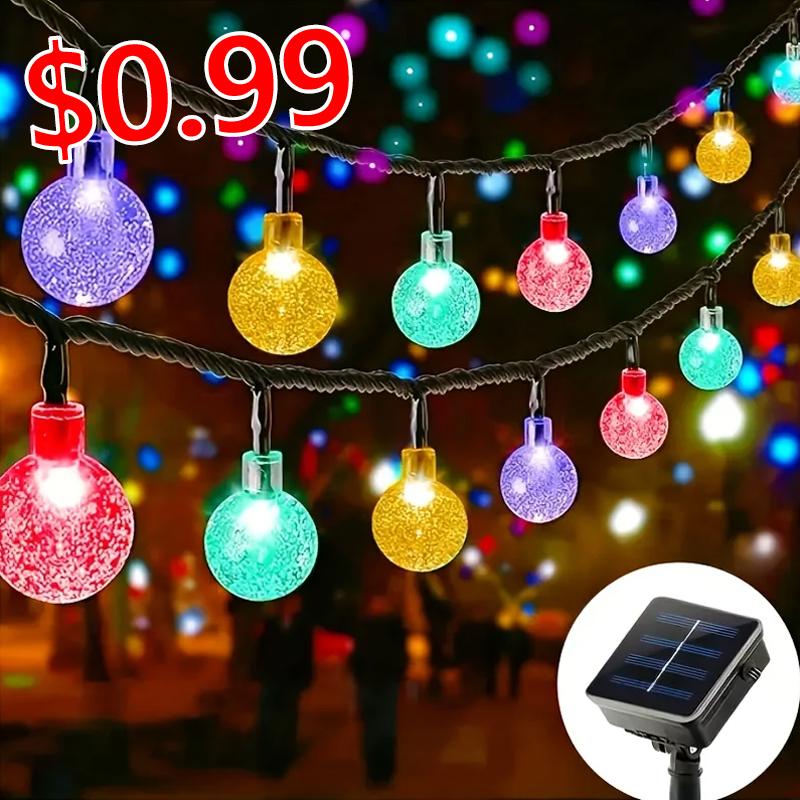 Светодиодные солнечные гирлянды уличные, хрустальные шары, гирлянды-феи, фонари для двора, сада, террас, для вечеринок, рождественские украшения