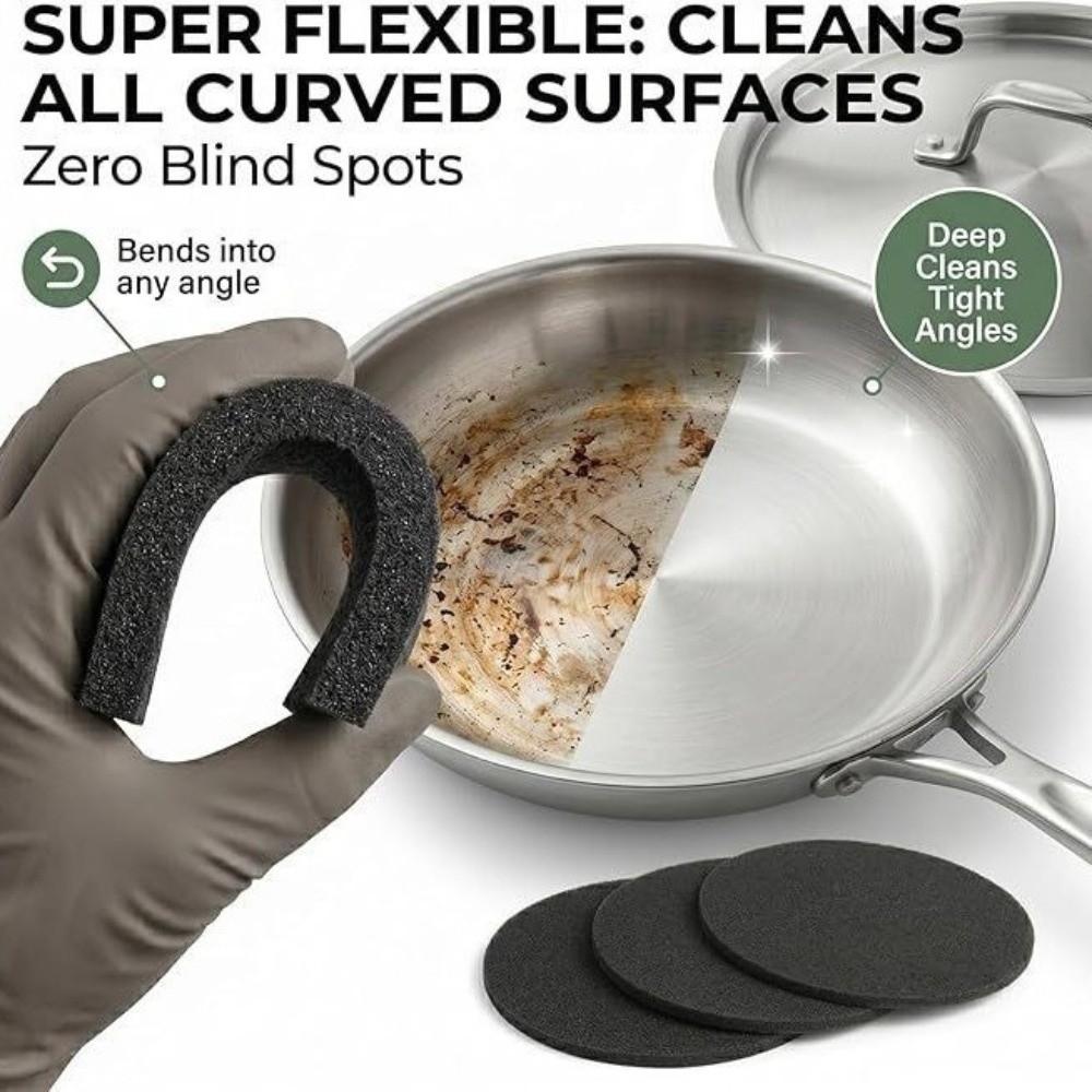 3Pcs Heavy-duty Stain Stainless Steel Pan Sponge Pan Scrubber Pads Kitchen Grease Removal